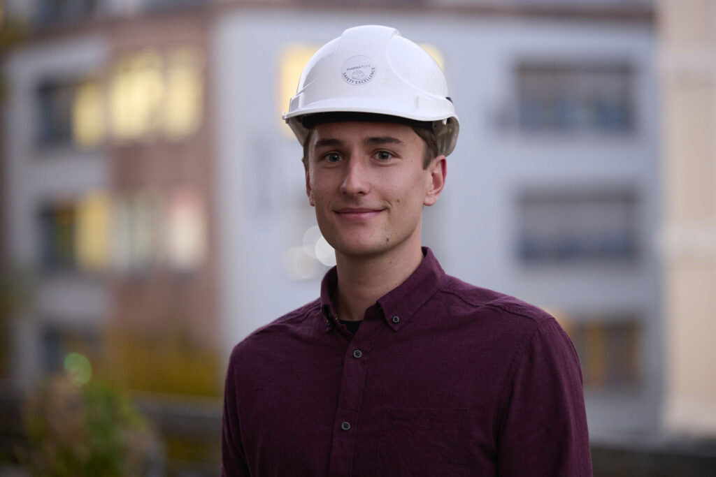 Young man with helmet